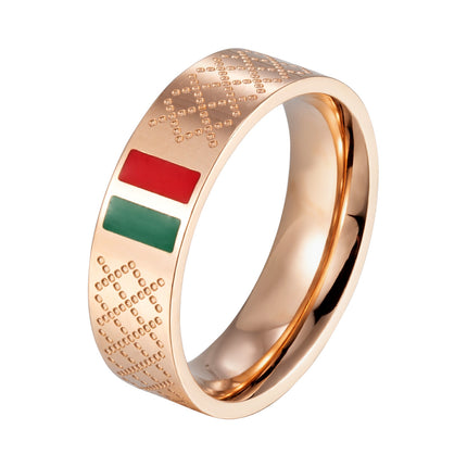 Cross-border stainless steel men's bracelet with red and green tape ring steel gold and black three color jewelry in stock wholesale