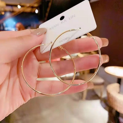 925 Silver Needle Hoop Earrings Hoop Earrings Exaggerated Stylish Elegant Ins Style Popular Earrings Ear Buckles Korean Metal