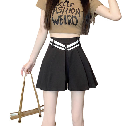 2023 New Summer Design High-Waist Slim Pleated Culottes Niche Mini Sexy A-Line Women's Shorts Skirt