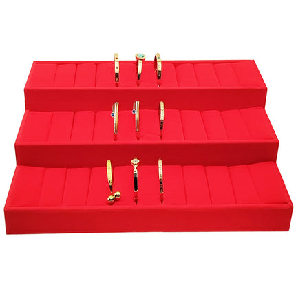Trapezoidal 9-Slot Ring Holder Earring Display Jewelry Stand Ice Flower Pendant Jewelry Tray Accessory Tray Live Streaming Same Style
