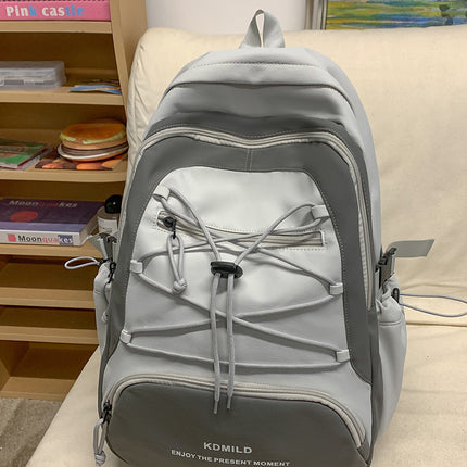 Mountain-Style Outdoor Hiking Backpack for Women, Large Capacity, Unique Design, Lightweight, High-End Gray School Bag for High School Girls