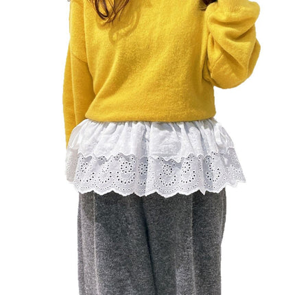 South Korea Dongdaemun 100% Pure Cotton Embroidery Hollow Double Strap Fart Curtain Skirt Wearing Cover Overlay Wearing All-match