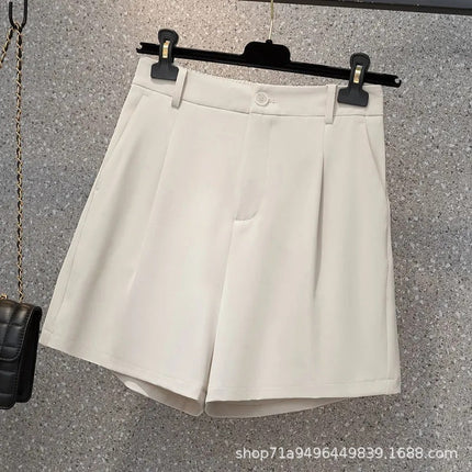 Black Suit Shorts Women's Summer Thin Loose Casual Wide-leg High Waist Straight A- shaped Slim Look Five-point Shorts Women's Shorts