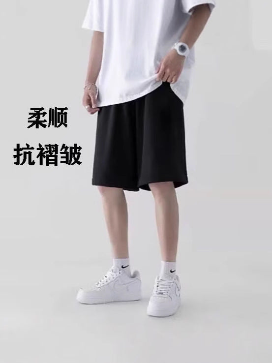 Summer New Casual Shorts Trendy Loose Fit Unisex Solid Color Sports Pants Plus Size Versatile Five-Point Shorts Trendy
