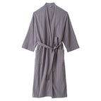 Cotton and linen gray bathrobe / M