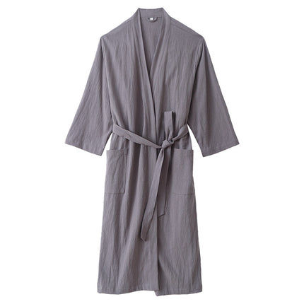 Lu Suyoupin Cotton Linen Bathrobe Bathrobe Home Clothes Pants Bath Skirt suit Pajamas Nightgown Outwear Couple