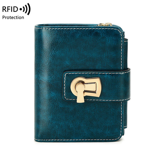 Short Women's Wallet 2024 New Multi-Functional Anti-Theft Brush Zipper Foldableing Card Holder Integrated Large Capacity Small Wallet