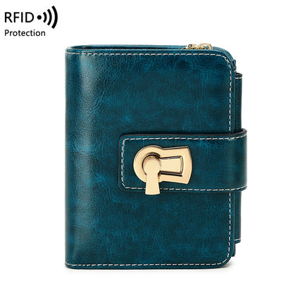 Short Women's Wallet 2024 New Multi-Functional Anti-Theft Brush Zipper Foldableing Card Holder Integrated Large Capacity Small Wallet
