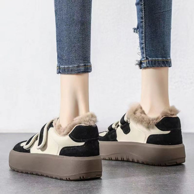 Z Student Dad Shoes 2024 New Thick-Soled Furry Plush Warm Versatile Cotton Shoes Casual Popular Skateboarding Winter Shoes