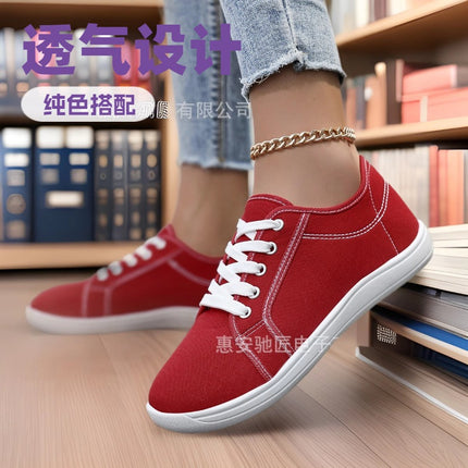 Amazon White Canvas Shoes Soft Sole Couple Wide Toe Sports Shoes Training Large Size Men's and Women's Shoes Wear-Resistant Gymnastics Shoes