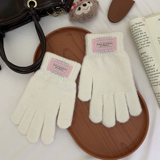 Wool Blended Candy Color Pure Color Gloves Autumn and Winter Sweet Cold-Proof and Warm Cycling Couple Gloves with Touch Screen