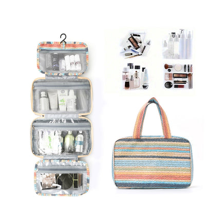 Cross-border Large Capacity Cosmetic Bag 40% Fold Dry and Wet Separable Portable Hanging Toiletries Storage Cosmetic Bag
