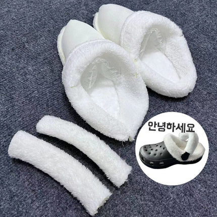 Hole Shoes Plush Liner Winter Warm Plus Fluff Cover Men's and Women's plus size Shoe Cover Removable Heel Shoe Lace Cover