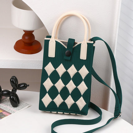 Knitted Bag New Casual Women's Fashionable Korean Style Fashionable Portable Niche Single Shoulder Crossbody Mobile Phone Bag Adjustable Shoulder Strap