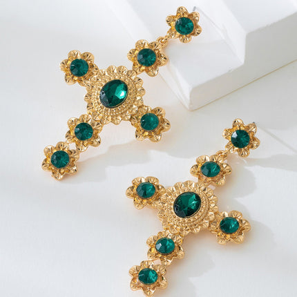 European and American Fashion Foreign Trade Jewelry Women's Personality Simple Retro Temperament Cross Earrings Earrings Cross Border Earrings