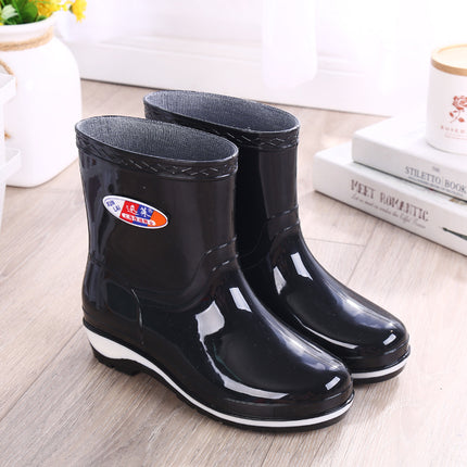 Rain Boots women's non-slip short water shoes fashion warm water boots adult low rubber shoes fleece-lined rain boots one-piece delivery
