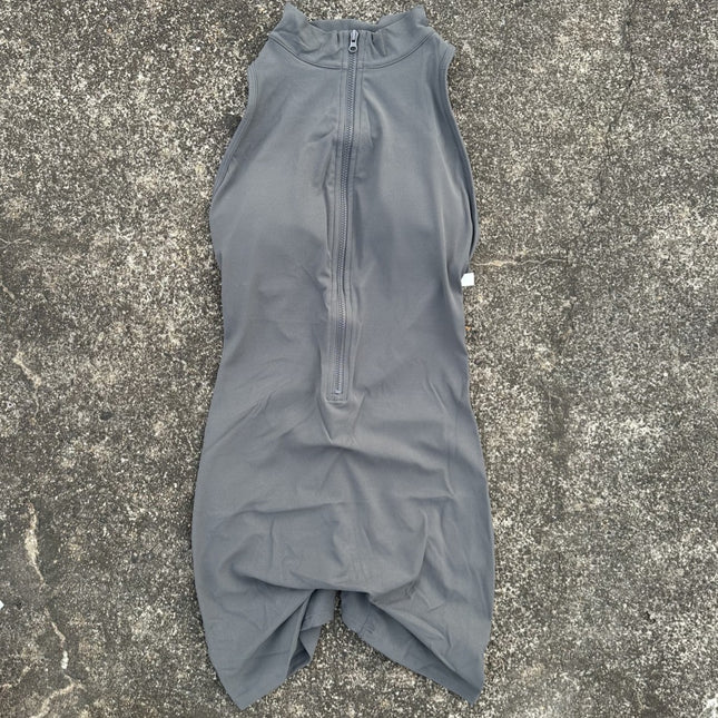 Solid Color Women's Fitness Jumpsuit Shorts with Pleated Back Waist, Hollow-Out, Beautiful Back, Naked Feeling, Soft, Tight-Fitting Zipper Jumpsuit