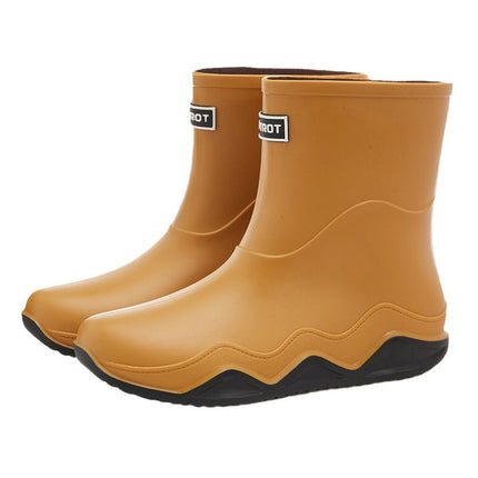 Cross-border mid-barrel rain boots men's waterproof non-slip fishing rain boots car wash fleece-lined warm water shoes camping rubber cover rain boots