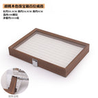 Walnut Jewelry Box White Leather Hundred Ring Box