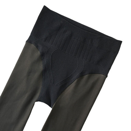 Black Spring and Autumn one-piece fake transparent skin color high waist thick leggings women's transparent pantyhose winter outer wear love