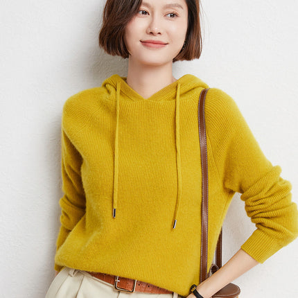 Hooded Knit Sweater for Women 2025 Autumn and Winter New Loose Cable Knit Hooded Sweatshirt Thickened Casual Sweater Base Layer