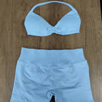 Ice blue text suit [4572+short] / XS