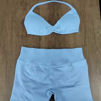 suit DF Amazon Explosions Shorts Small Bra High Elastic Superfine Extinction Nylon Hanging Neck Beauty Back Sports Vest