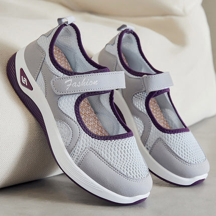 Shoes for Women 2025 Summer New Walking Shoes Mesh Breathable Women's Shoes Middle-Aged and Elderly Mother's Shoes Velcro Flats