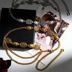 Silver double layer chain waist chain
