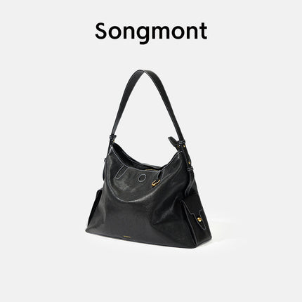 Songshanxia Xunlu Series Hobo Bag New Model Vegetable-Tanned Leather Wide Shoulder Strap Fashionable Versatile Shoulder Bag
