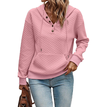 Trendy Plaid Long-Sleeve Sweatshirt Women's Hoodie Jacquard Knit Loose Pocket Top Cross-Border Women's New Fashion