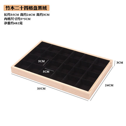 Bamboo Edge 24-grid Jewelry Disc Earrings Headline Necklace Sorting Finishing Box Beaded Flower Jewelry Display Rack Looking at Pallets