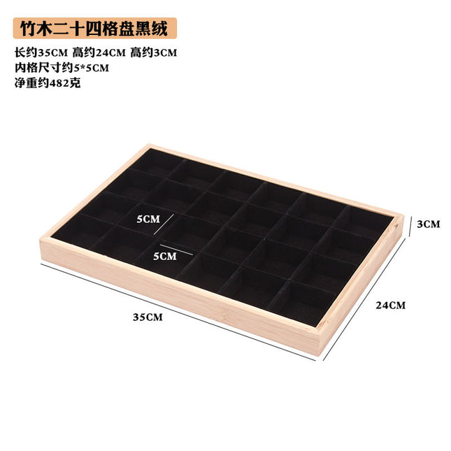 Bamboo Edge 24-grid Jewelry Disc Earrings Headline Necklace Sorting Finishing Box Beaded Flower Jewelry Display Rack Looking at Pallets