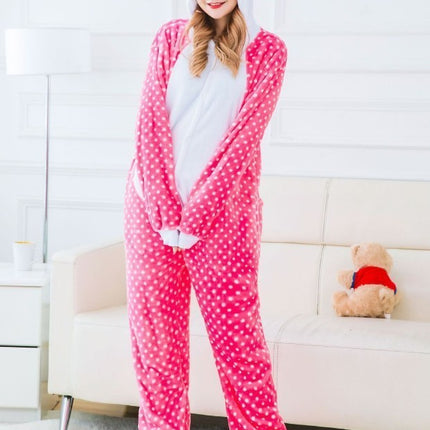 Mixed batch autumn and winter flannel adult cartoon conjoined animal pajamas cheese cat home clothes thick toilet wholesale