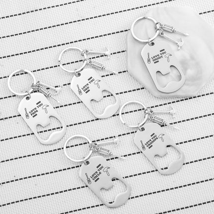 Cross-border Stainless Steel Engraving Metal Keychain Bottle Opener Wine Glass Wine Bottle Birthday Christmas Father's Day Gift