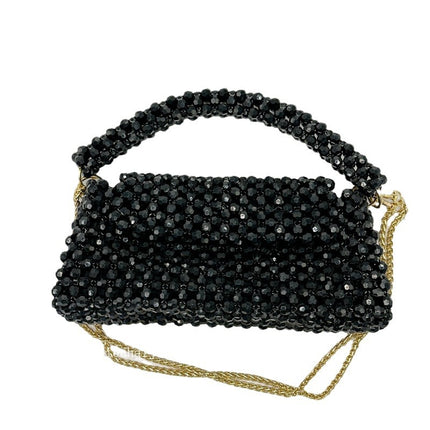 New handmade beaded woven women's bag shoulder bag Chanel style double chain detachable women's bag with inner bag chain