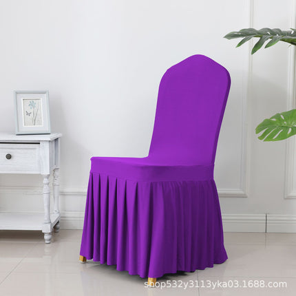 Chair Cover Thickened Stretch Pleated Skirt Dining Chair Cover Hotel Wedding Banquet Event Stool Cover Hotel Cloth