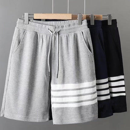 Waffle Shorts Men's Basketball American Style Summer Thin Casual Sports Striped Four-Stripe High Street Five-Point Pants