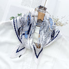 L024-467-01 blue / 70cm wrinkled square towel