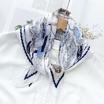 New wrinkled small square scarf female Korean imitation silk printed wrinkled small scarf Joker scarf decorative scarf wholesale