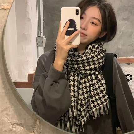 Atmospheric Imitation Cashmere Plaid Scarf for Women in Winter Thickened Warm Scarf for Students Versatile Scarf Live Broadcast Hot Cross-Border