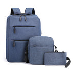 Three-piece set blue + [shoulder bag + clutch bag]