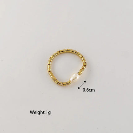 Ins Hand-Woven Natural Freshwater Pearl Bracelet Baroque Pearl Beaded Ring Set Color-Preserving Jewelry for Women