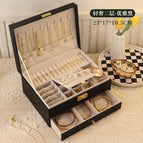 Diamond-shaped dark green two-layer jewelry box