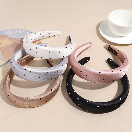 Sweet Polka Dot Series Hairpin Headband Women's New Headband High Crown High-End Satin Hair Press Face Wash Hair Bundle
