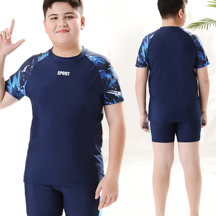 Children's Swimwear for Boys, Two-Piece Swim Trunks for Older Boys, 2026 New Model, Professional Sun-Protective Swimsuit, Hot Spring Set