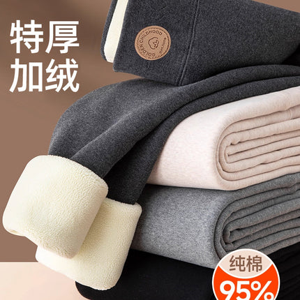 Lamb Fleece Leggings for Women, Winter Fleece-Lined Thick High-Waisted Cotton Pants, Plus-Size One-Piece Extra Thick Thermal Pants for Northeast