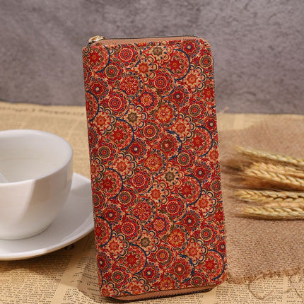 Cross-Border Bohemian Multifunctional Clutch Bag with Multiple Card Slots Wood Grain Wallet Literary Ladies Bag Card Bag Pu Small Bag