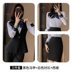 Black Vest Long Sleeve Shirt Dress / S