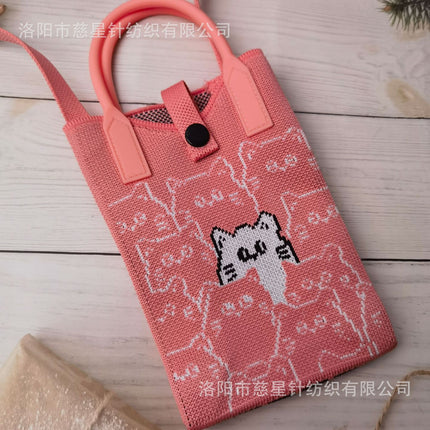 Girl's Heart-Shaped Knitted Crossbody Bag
